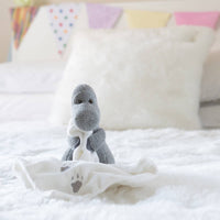 Knitted Plush Toy with Lovey - Grey Diplodocus Dinosaur