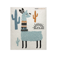 SWEDEdishcloths Swedish Dishcloth Turquoise Llama Spongecloth